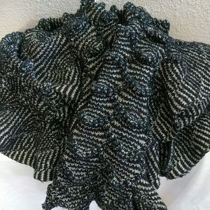 Smartworks Black Wool Knitted Scarf Made in USA